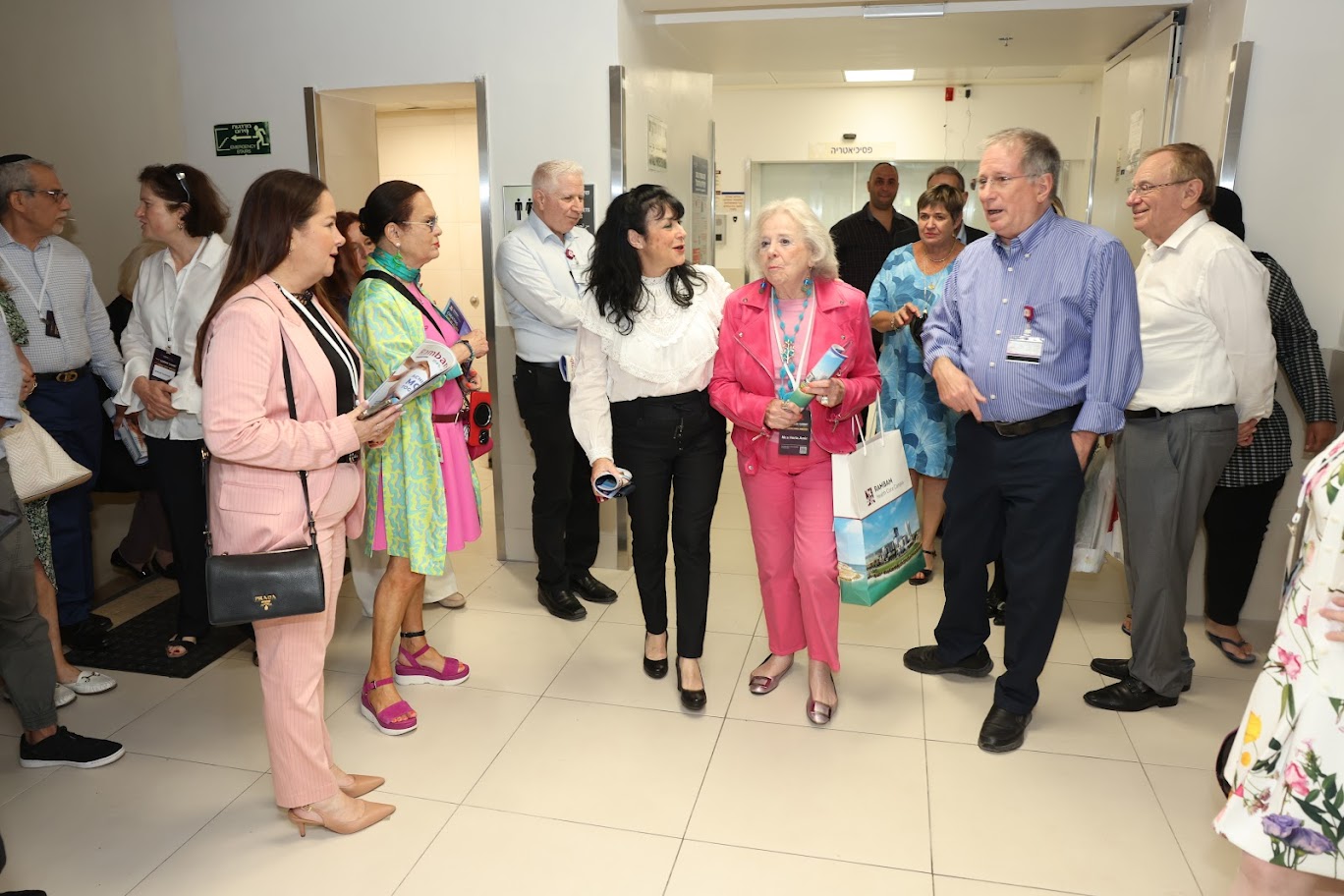 Visitors touring a corridor at Rambam hospital